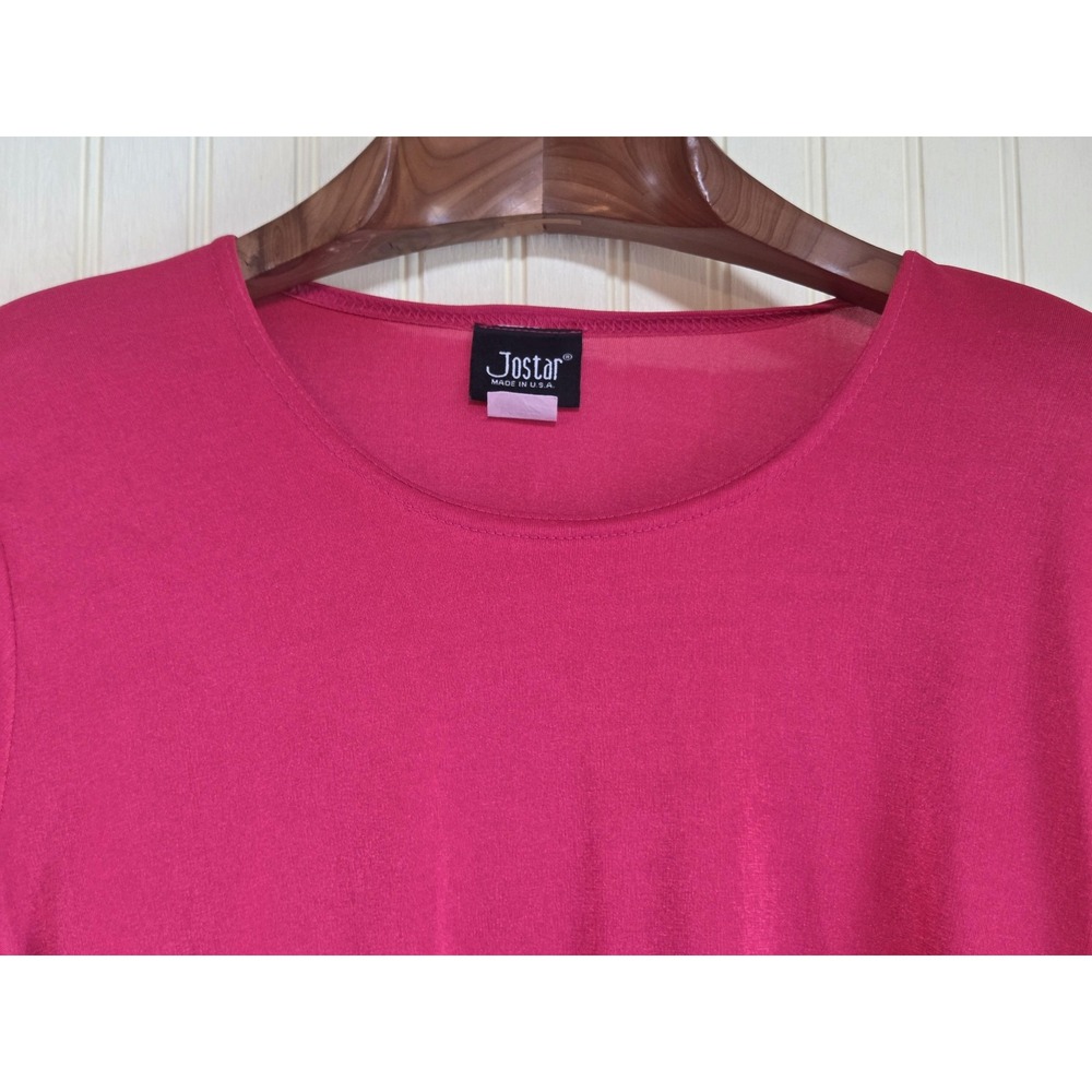 Jostar Shirt Womens Medium Pink Long Sleeve Stretch Tunic Top‎ Solid Made USA
